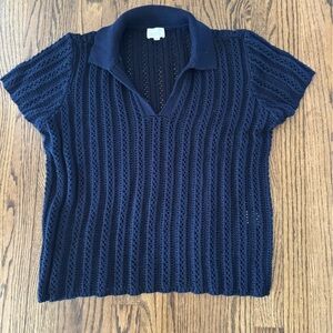 Cyrus Navy Knit Polo Shirt, Size L
